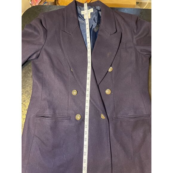 Vintage Stephanie Andrews Navy Blue Double Breasted Wool Blazer Jacket Sz 14P - Picture 8 of 9